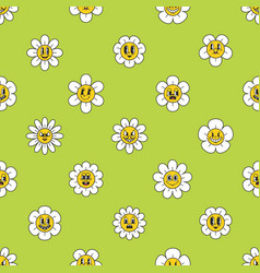 Seamless Pattern With Y2k Flower Characters