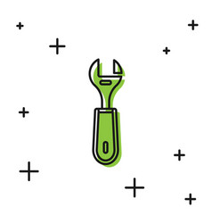 Black Wrench Spanner Icon Isolated On White