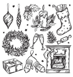 Sketch Christmas Gifts Icon Set