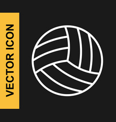 White Line Volleyball Ball Icon Isolated On Black