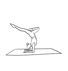 Woman Doing Yoga On Mat Hand Drawn