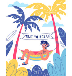 Cartoon Hammock Poster Funny Resting Guy