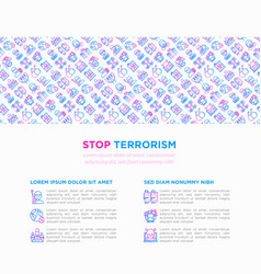 Stop Terrorism Concept With Thin Line Icons