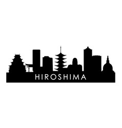 Hiroshima Skyline Silhouette Black City