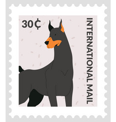 International Mail Post Mark Or Card With Dog