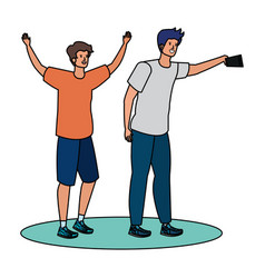 Young Men Friends Taking A Selfie