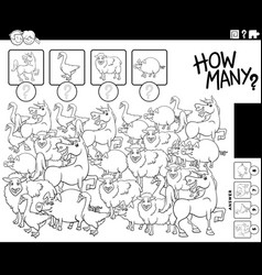 Counting Game With Cartoon Farm Animals Coloring