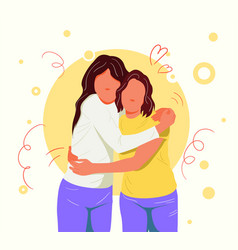 Female Friend Hug Happy Meeting Of Close Friends