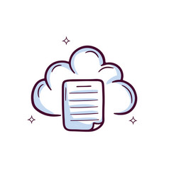 Hand Drawn Cloud Icon With Paper Document Doodle