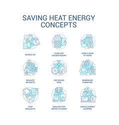 Reduce Heat Energy Using Turquoise Concept Icons