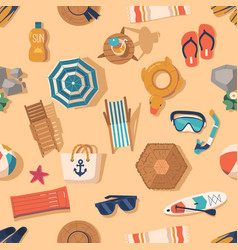 Seamless Pattern With Beach Items Flip-flops