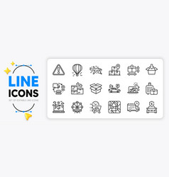 Warning Search Flight And Air Balloon Line Icons