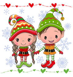 Cartoon Elves Boy And Girl On A White Background