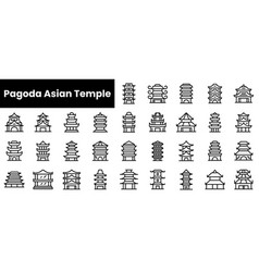 Set Of Outline Pagoda Asian Temple Icons