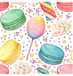 Watercolor Colorful Macarons And Sugar Treats