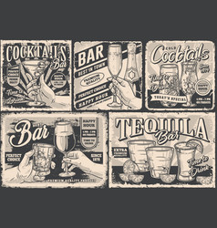 Alcohol Bar Monochrome Set Flyers