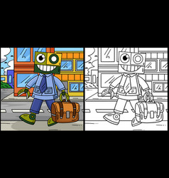 Robot In Suit And Briefcase Coloring