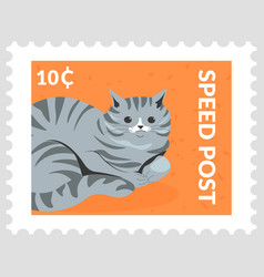 Speed Post Postmark Or Postcard With Feline Cat