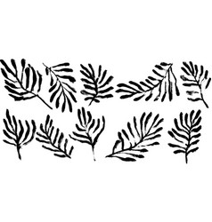 Tropic Leaves Icon Set Grunge Dry Brush