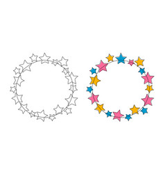 One Line Circle Frame With Confetti Stars