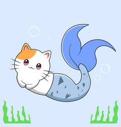 Mermaid Cat With Blue Tail