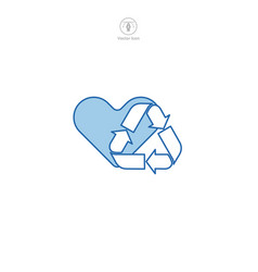 Recycling With Heart Icon Symbol Isolated