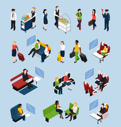 Train Interior Passengers Isometric Set