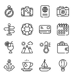 Travel And Tour Line Icons Set Light Version