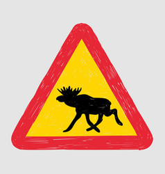 Warning For Moose Road Sign In Sweden Freehand