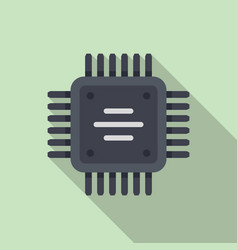 Computer Cpu Icon Flat Circuit Chip