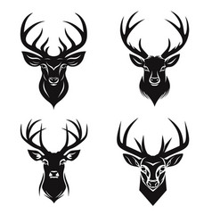 Deer Head Logo Mascot On White Background Set