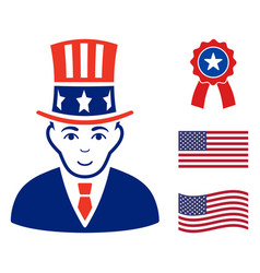 Flat Uncle Sam Icon In American Democratic