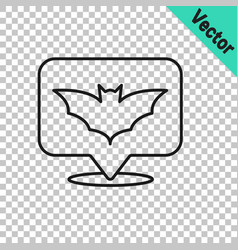 Black Line Flying Bat Icon Isolated On Transparent