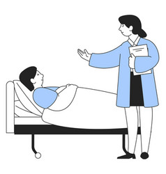 Female Doctor Caring About Patient In Hospital Bed