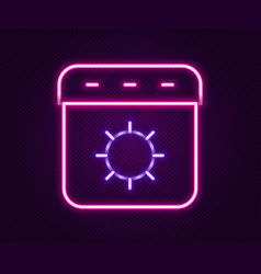 Glowing Neon Line Calendar Summer Icon Isolated