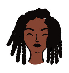 Young Afro Woman With Hair Rasta Flat Style