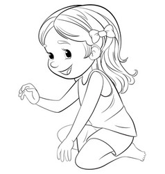 Cartoon Girl Sitting A Playful