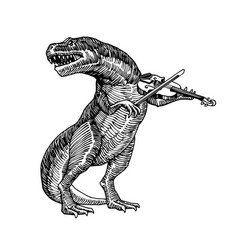 Jurassic Reptile T-rex Dinosaur Playing Violin