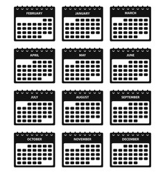 12 Months Calendar Icon Set Flat Style Eps