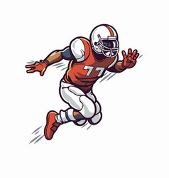 American Football Player Running Cartoon Isolated