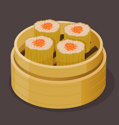 Chinese Dim Sum Steamed Shumai With Fish Roe