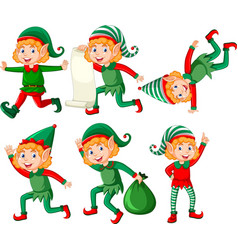 Cute Kid Wearing Elf Costume Cartoon Set