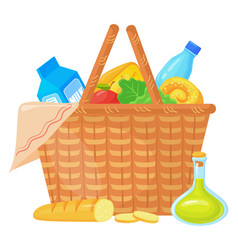 Lunch Wicker Icon Cartoon Picnic Food Basket