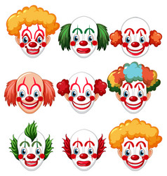 Set Of Clown Facial Expression