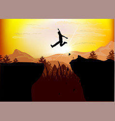 Silhouette Of Young Person Jumping Over