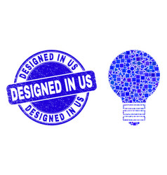 Blue Distress Designed In Us Stamp Seal