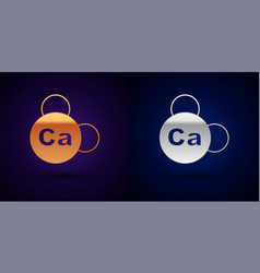 Gold And Silver Mineral Ca Calcium Icon Isolated