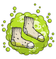 A Cartoon Of Pair Dirty Socks With Green