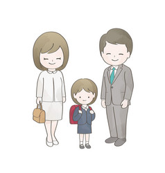 Family Dressed Up For The School Entrance Ceremony