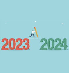 Man Draws A Line From 2023 To 2024